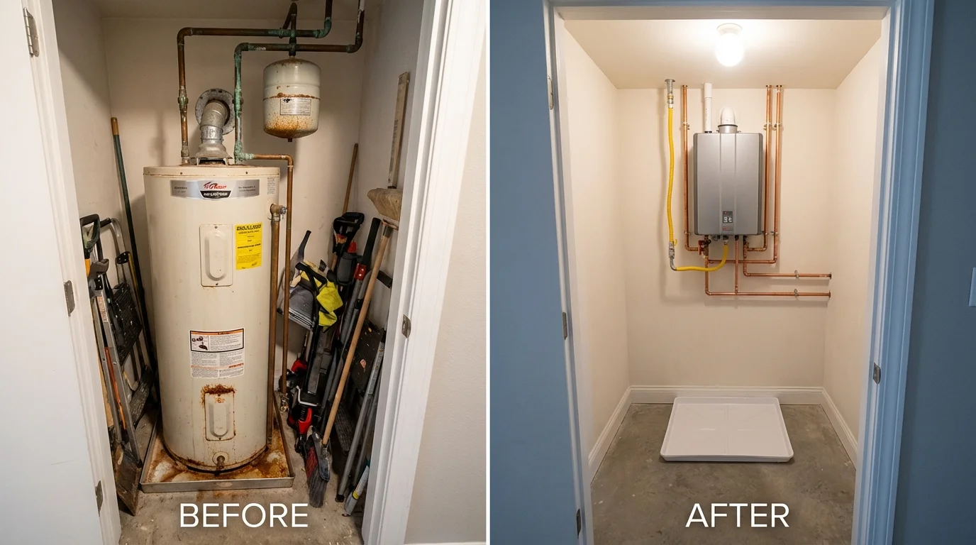 Tank water heater versus wall-mounted tankless unit comparison for Eminence, MO homeowners